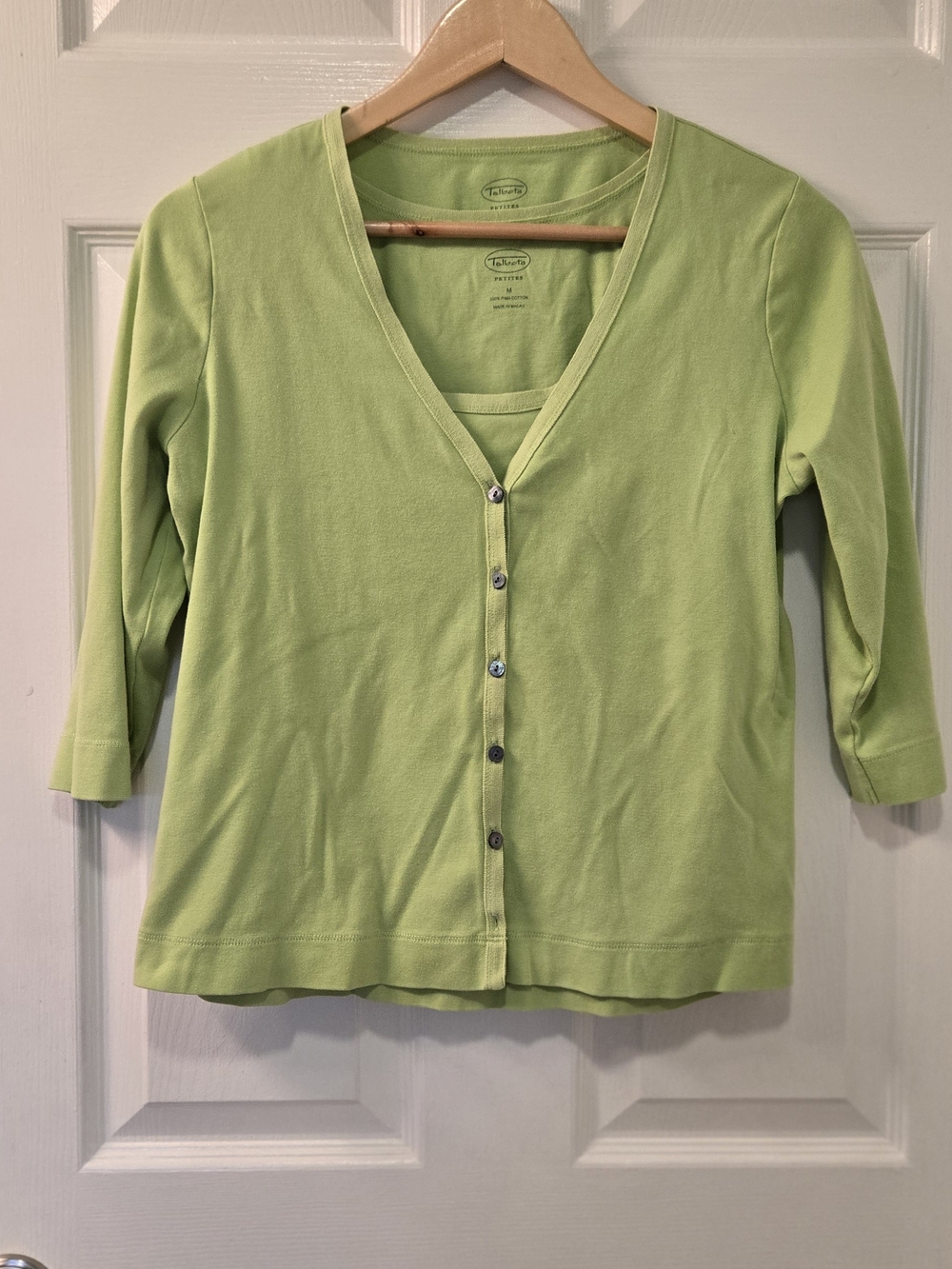Talbots Light Green Button Front Cardigan Set